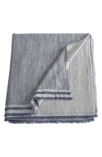 Calvin Klein Fine Weave Linen & Cotton Blend Throw Blanket In Blue