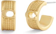COACH Textured Signature C Huggie Hoop Earrings