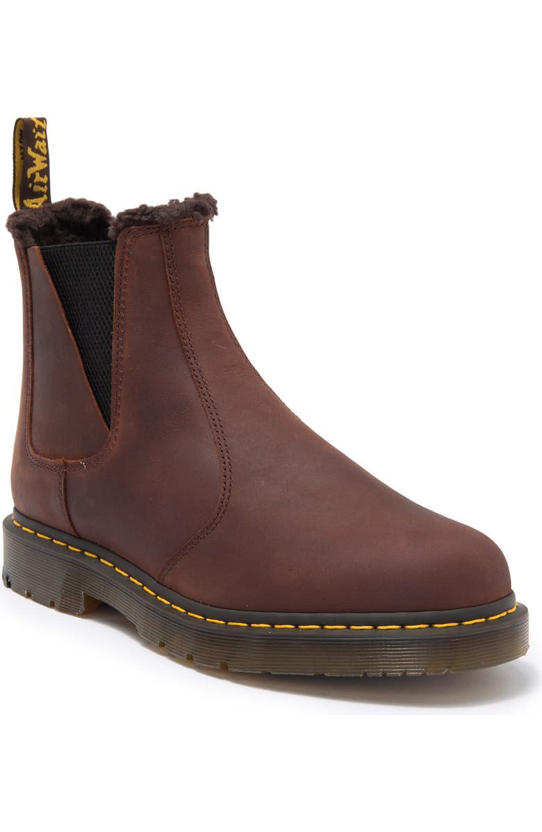 Dr. Martens 2976 Faux Shearling Chelsea Boot, Main, color, Chocolate Brown