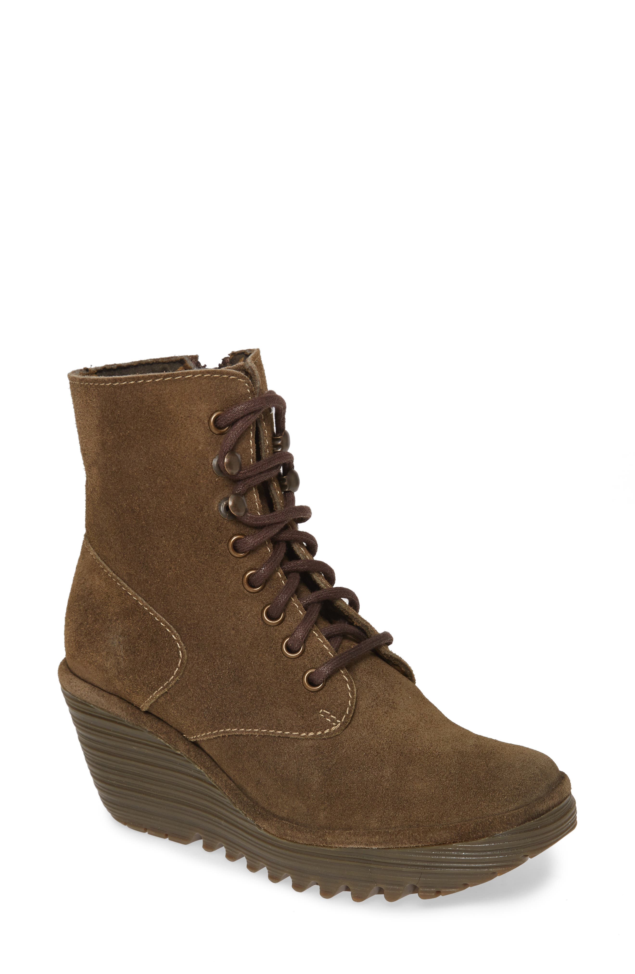 Ygot Wedge Bootie, Main, color, SLUDGE OIL SUEDE