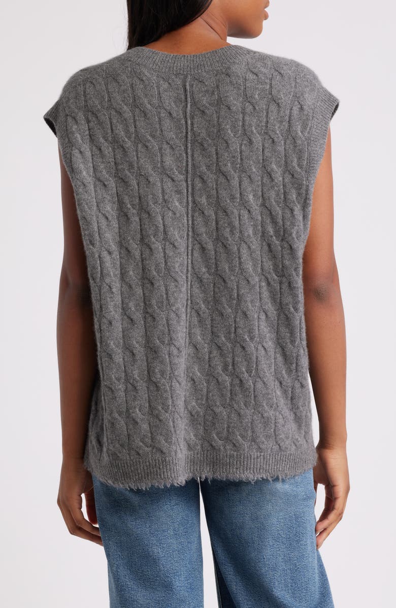 Re/Done Cable V-Neck Cashmere Sweater Vest, Alternate, color, 