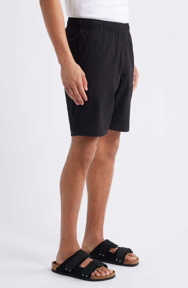 W.R.K Slim Fit Drawstring Seersucker Shorts, Alternate, color, Black