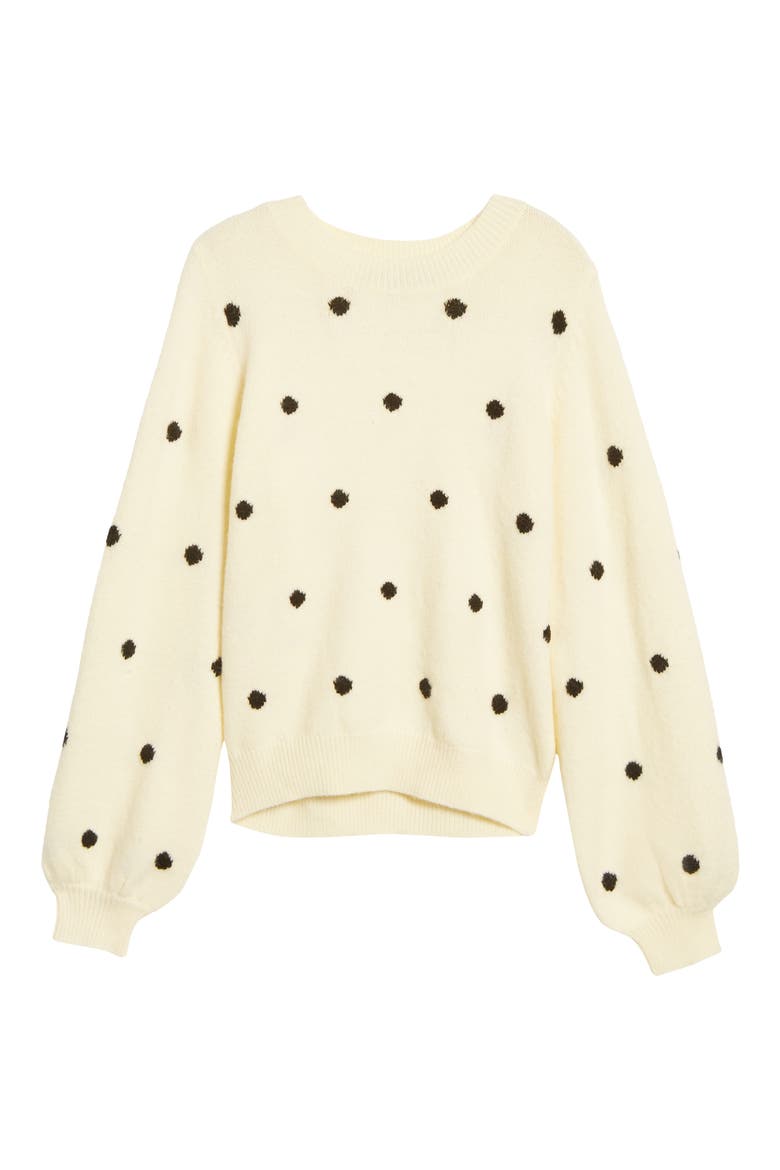 Polka Dot Sweater, Alternate, color, BIRCH W/ BLACK DOT