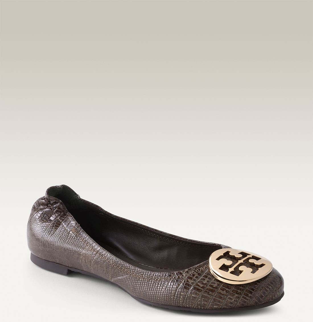 Tory Burch 'Reva' Lizard Embossed Leather Flat, Main, color, 