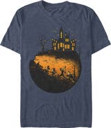 Mickey & Friends Men's Mickey & Friends Halloween Mickey Mouse and Haunted House T-Shirt