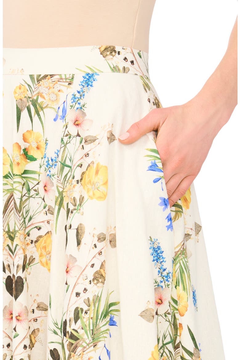 Linen Blend A-Line Midi Skirt, Alternate, color, ULTRA WHITE