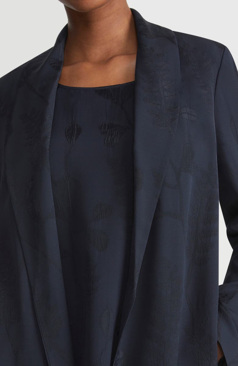 Lafayette 148 New York Floral Jacquard Shawl Collar Camel Hair & Silk Jacket, Alternate, color, 