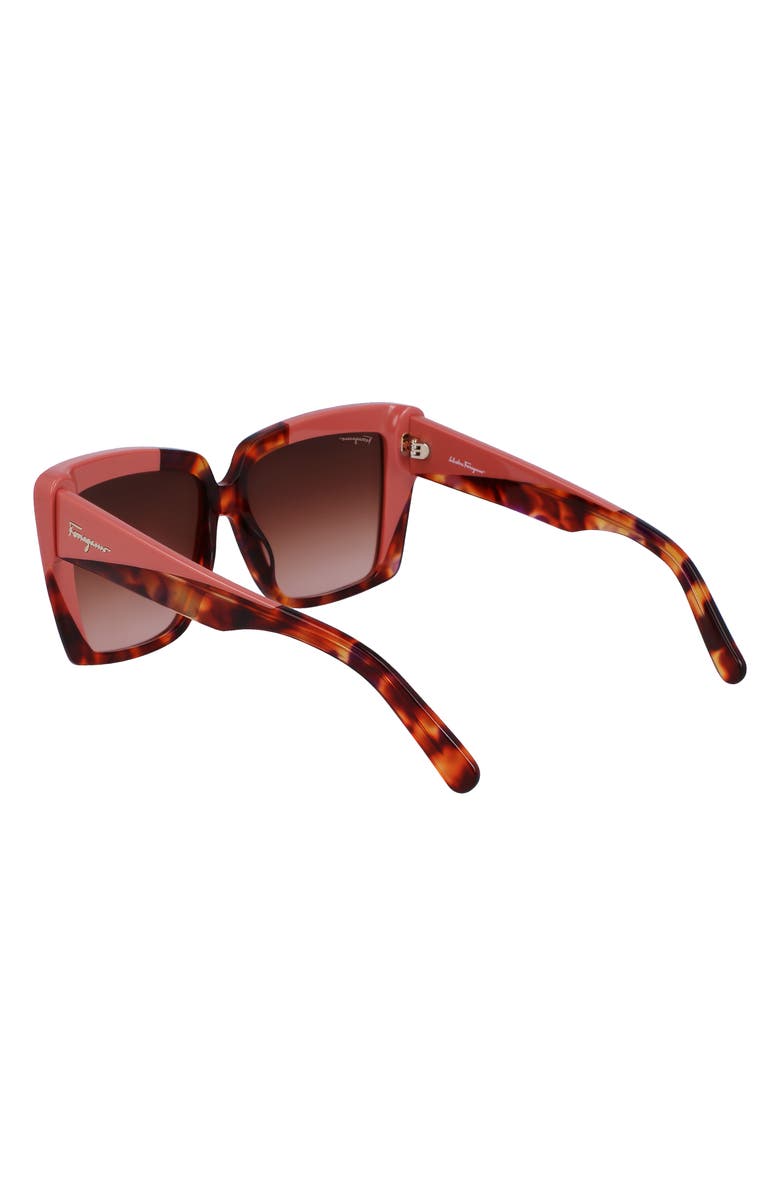 FERRAGAMO 55mm Gradient Rectangular Sunglasses, Alternate, color, Red Tortoise/ Rose