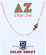 Color Shout Delta Zeta Greek Letter Side Set Necklace