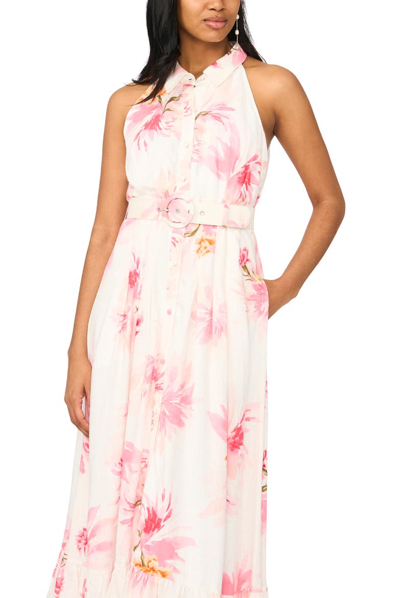 Print Belted Sleeveless Maxi Dress, Alternate, color, TEABERRY