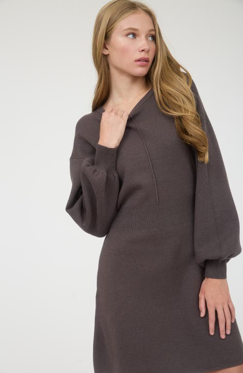 August Sky Tie Back Long Sleeve Minidress In Gray