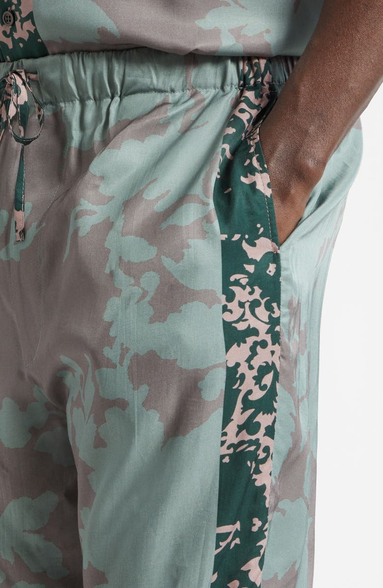 Dries Van Noten Piperi Mixed Print Drawstring Shorts, Alternate, color, Petrol