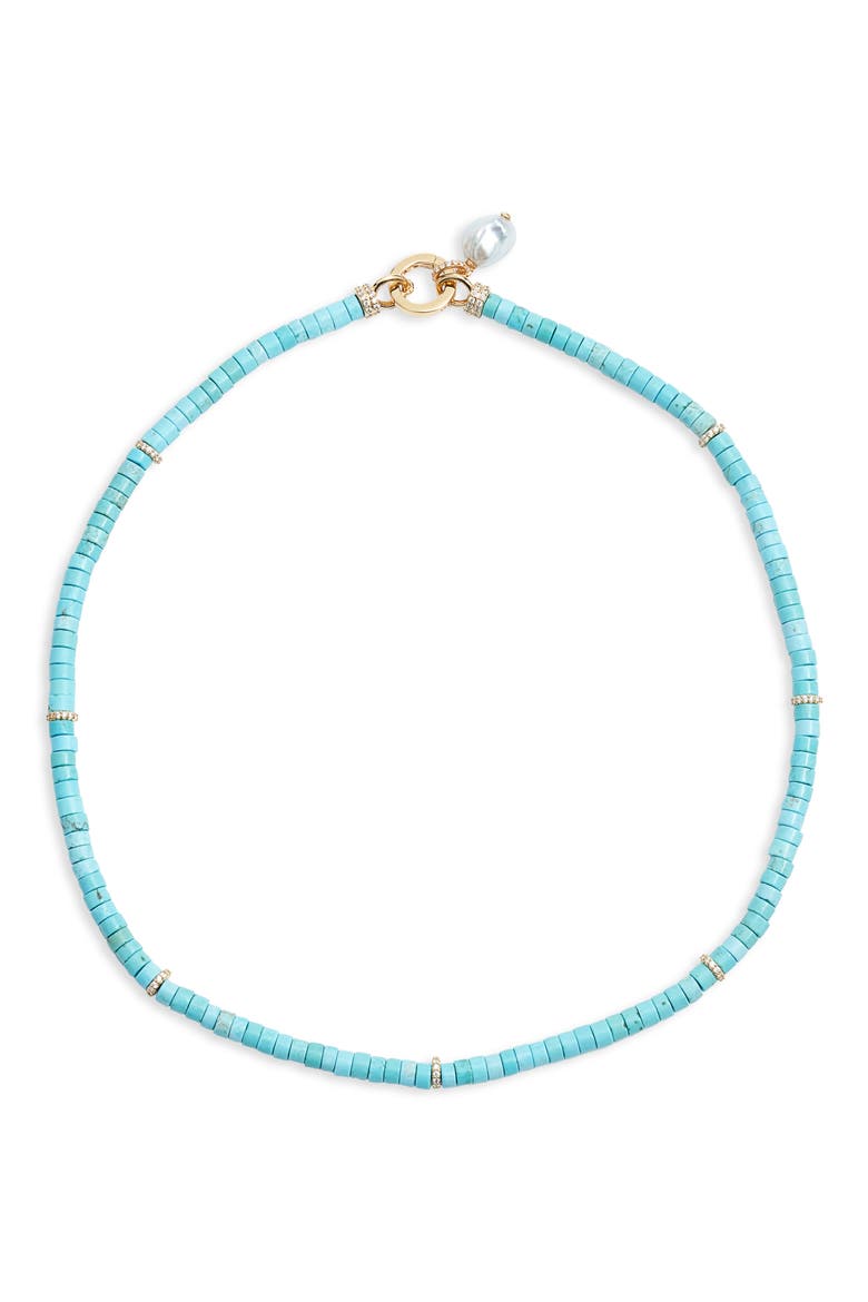 Beads of Paradise Freshwater Pearl Pendant Necklace, Main, color, TURQUOISE/ GOLD
