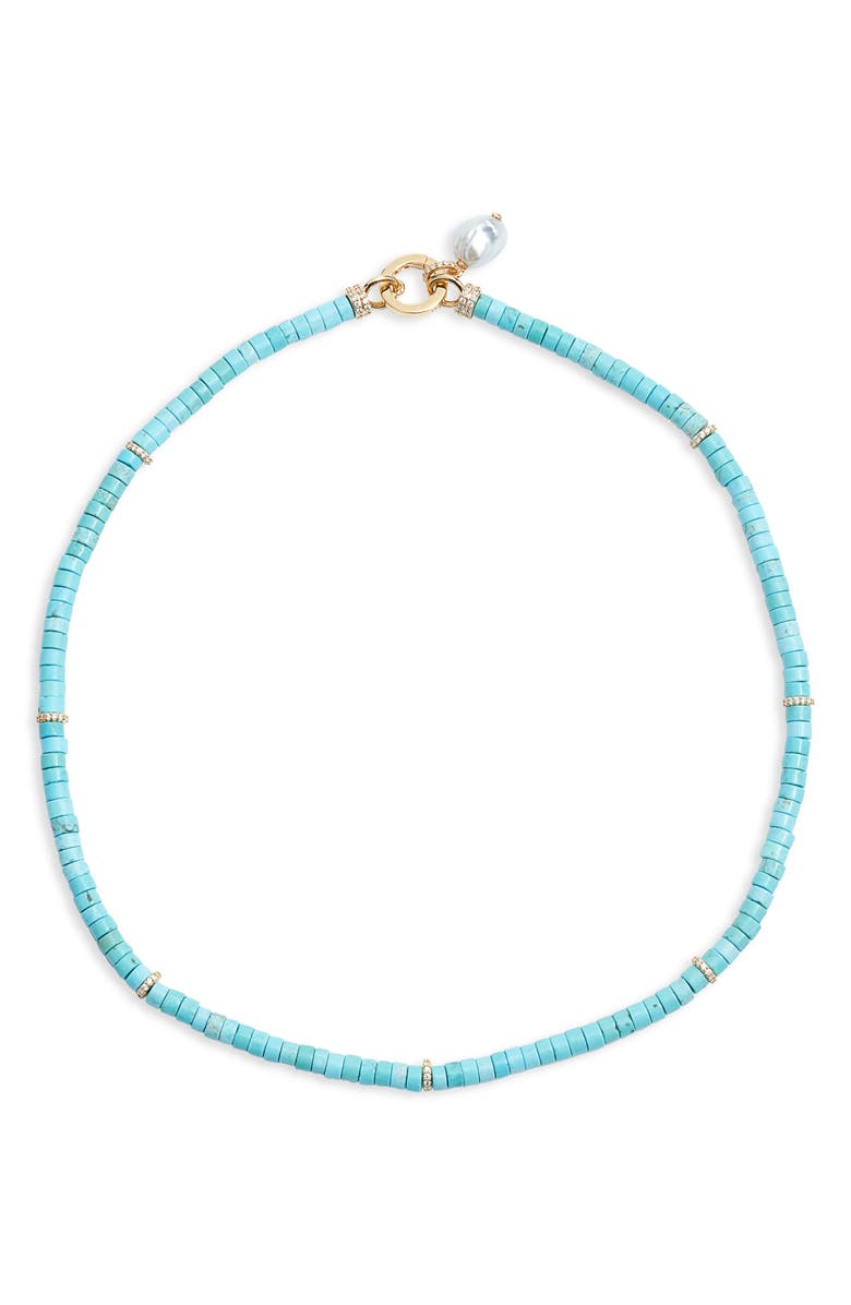 Nadri Beads of Paradise Freshwater Pearl Pendant Necklace, Main, color, Turquoise/ Gold