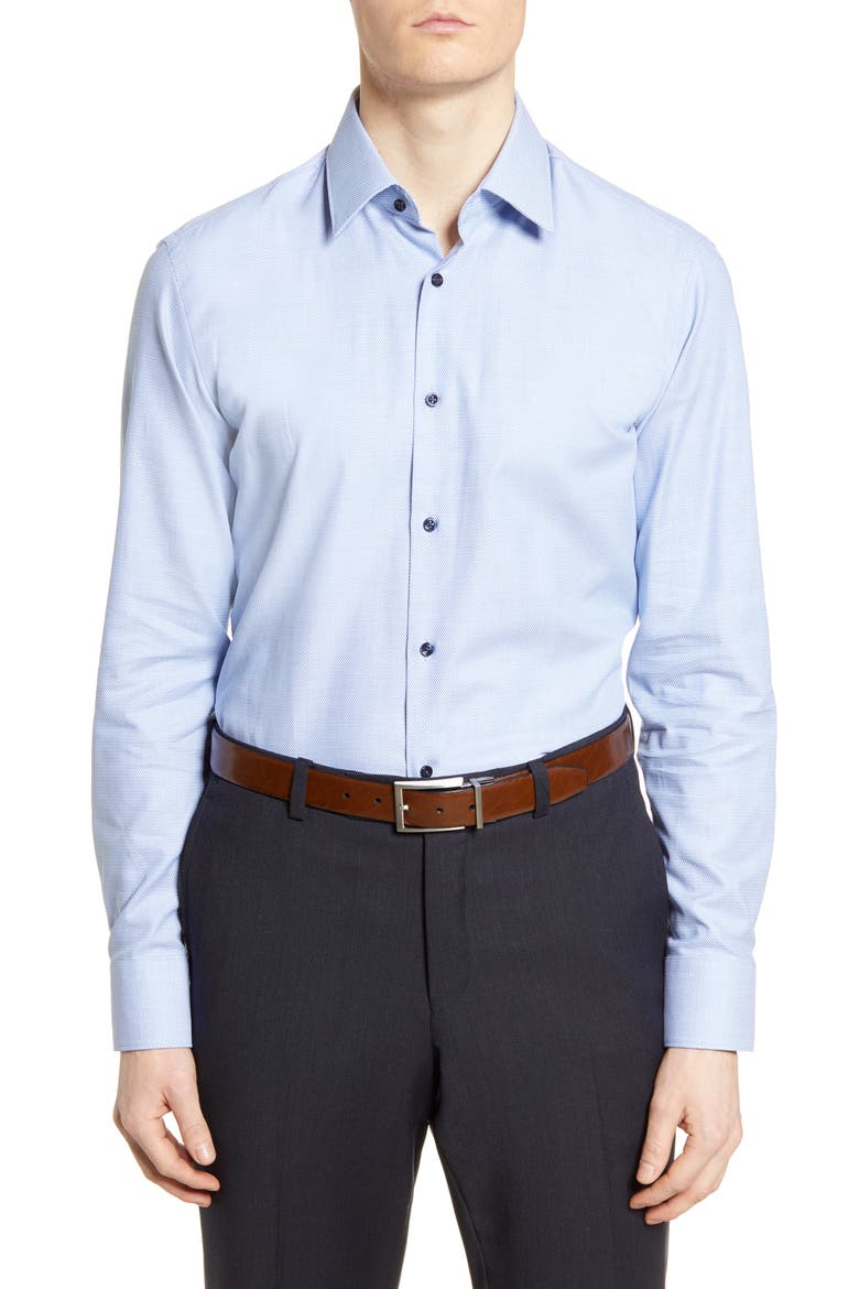 Slim Fit Geometric Dress Shirt, Main, color, MEDIUM BLUE