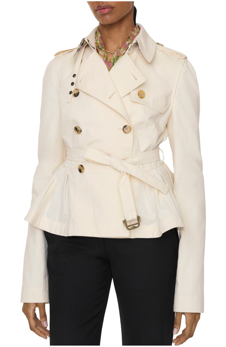 Burberry Cotton Isabella Trench Jacket, Main, color, Linen Beige