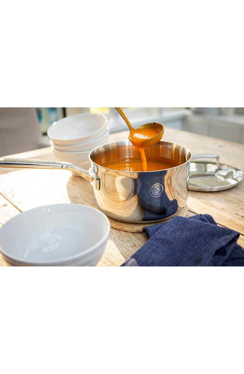 SAVEUR SELECTS 3qt. Saucepan with Lid, Alternate, color, Stainless Steel