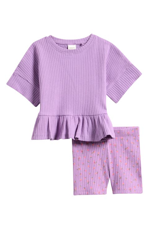 Kids' Frill Rib Top and Floral Shorts Set (Baby & Toddler)