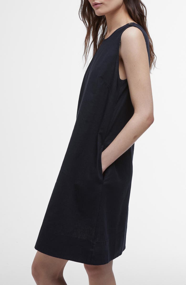 Barbour Lucy Sleeveless Cotton & Linen Minidress, Alternate, color, Black