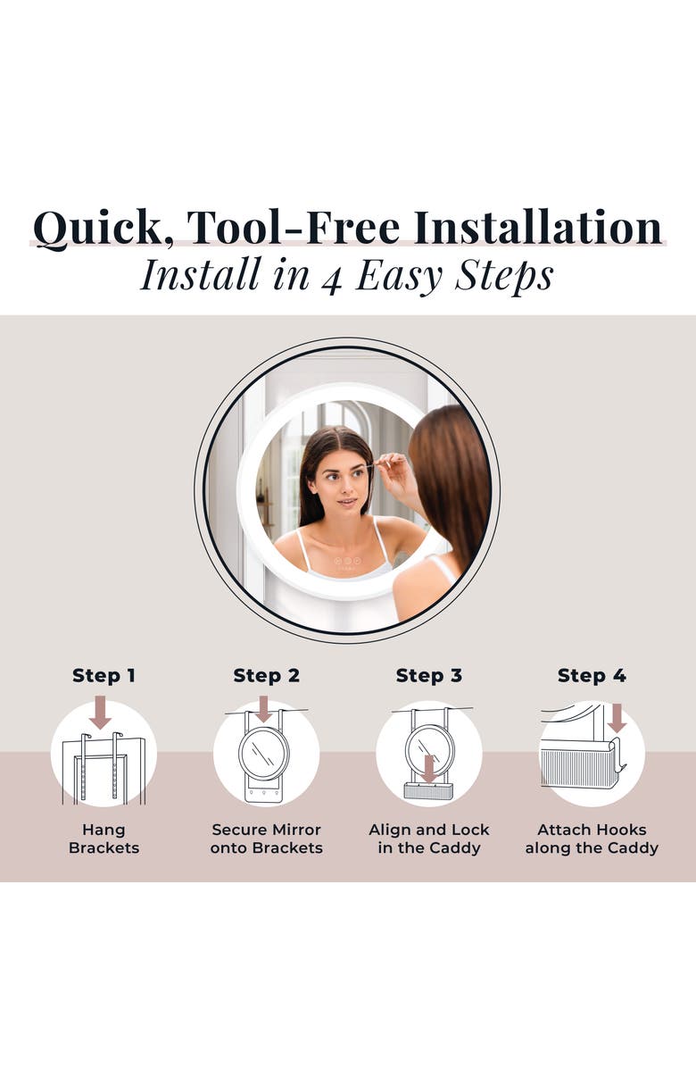 Zadro Over-The-Door LED Lighted Mirror Styling Station, Alternate, color, White