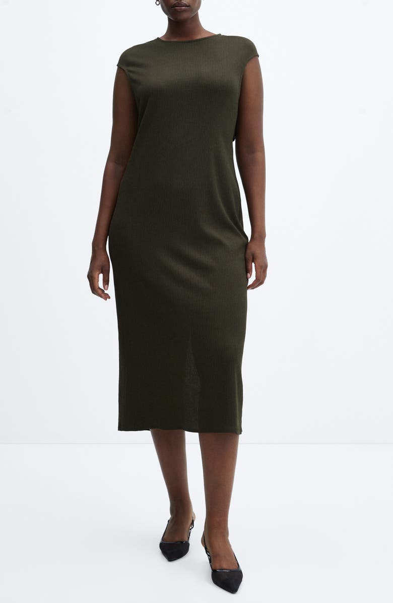 MANGO Back Cutout Textured Midi Dress, Alternate, color,