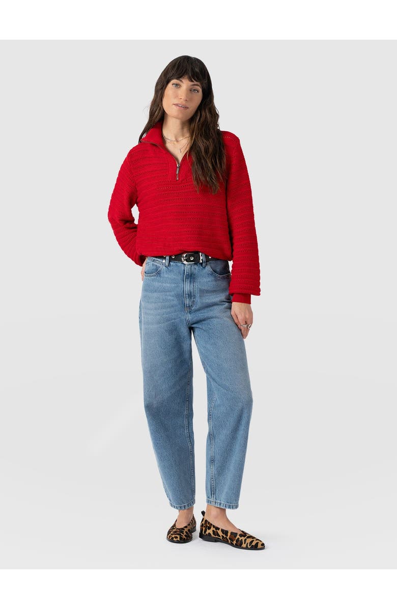 Saint + Sofia Ester Quarter Zip Knit, Alternate, color, Red
