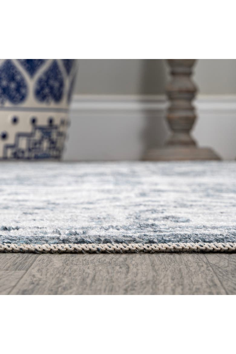 Keesha Bold Distressed Medallion Low-Pile Machine-Washable Area Rug, Alternate, color, Cream/Blue
