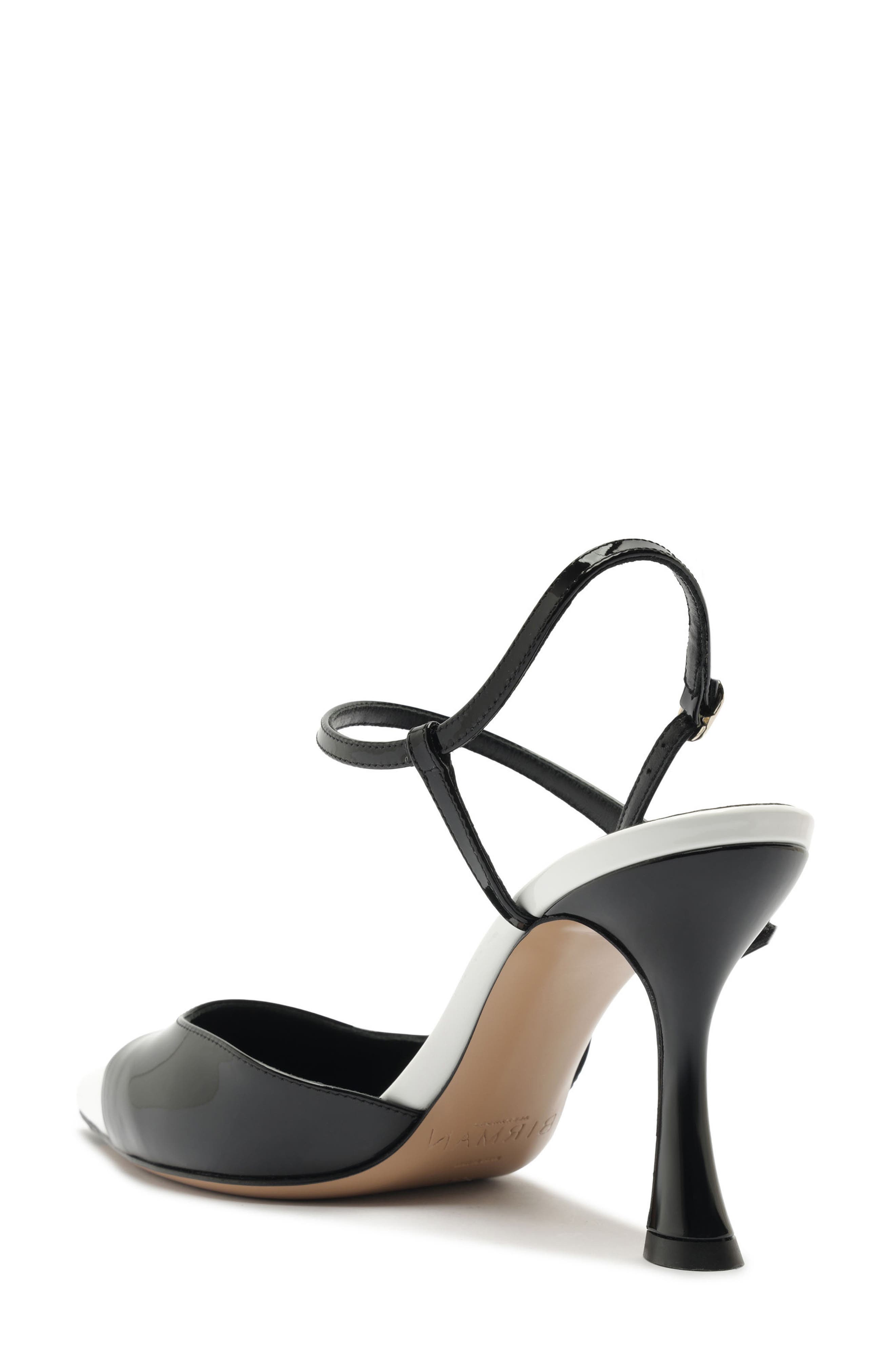 Tita Leather Cap Toe Slingback Pump, Alternate, color, BLACK/ WHITE
