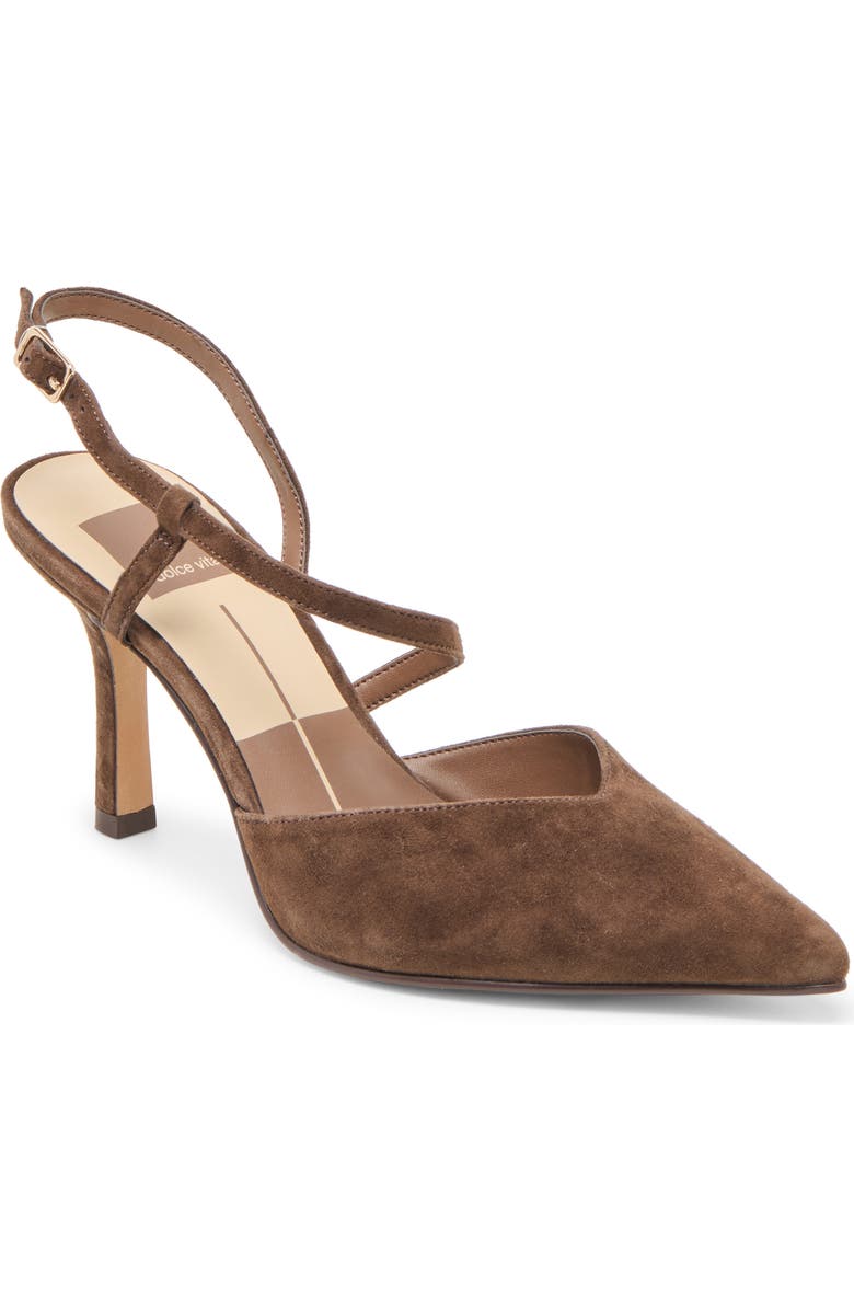 Dolce Vita Kamra Pointy Toe Slingback Pump, Main, color, Dark Brown Suede