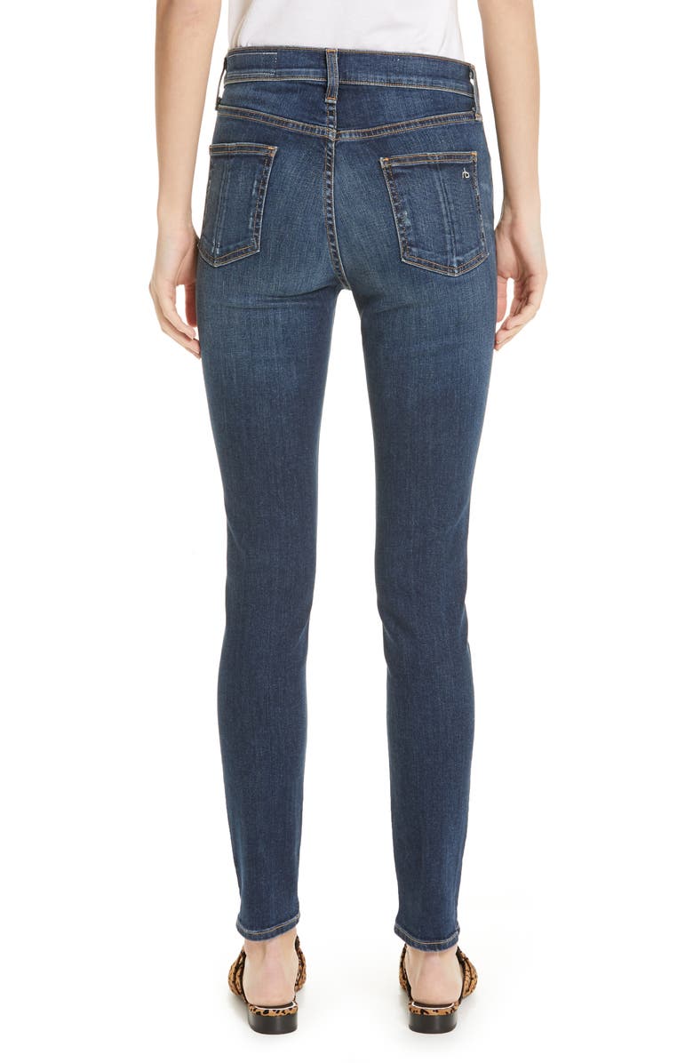 rag & bone Ripped High Waist Skinny Jeans, Alternate, color,