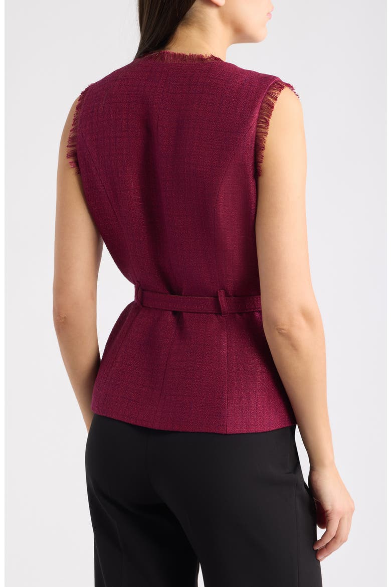 Metallic Belted Bouclé Vest, Alternate, color, CRANBERRY