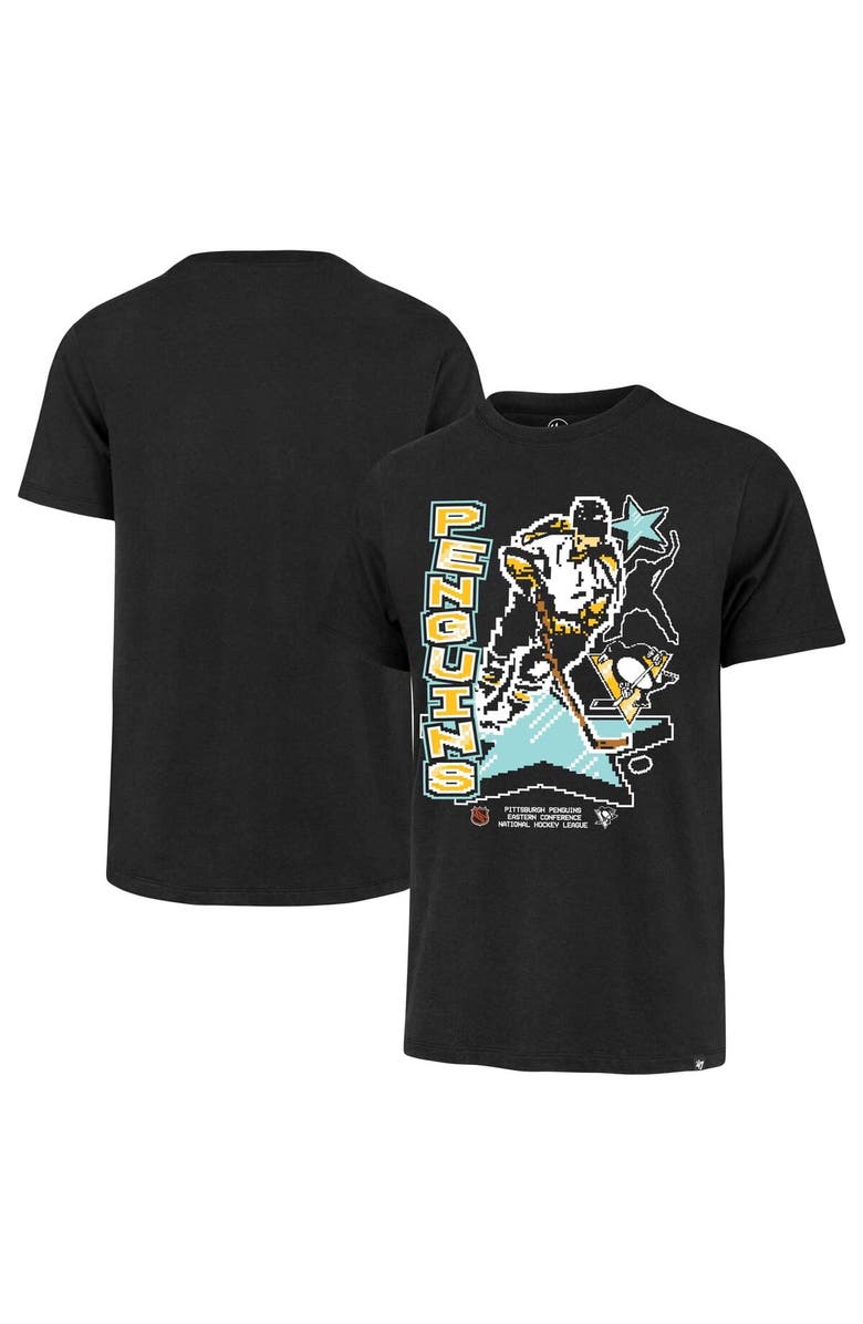 '47 Men's '47 Black Pittsburgh Penguins Lamp Lighter Franklin T-Shirt, Main, color,
