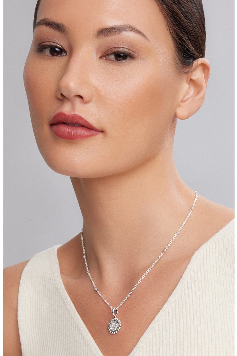 Caviar Spark Diamond Pavé Circle Pendant Necklace, Alternate, color, SILVER