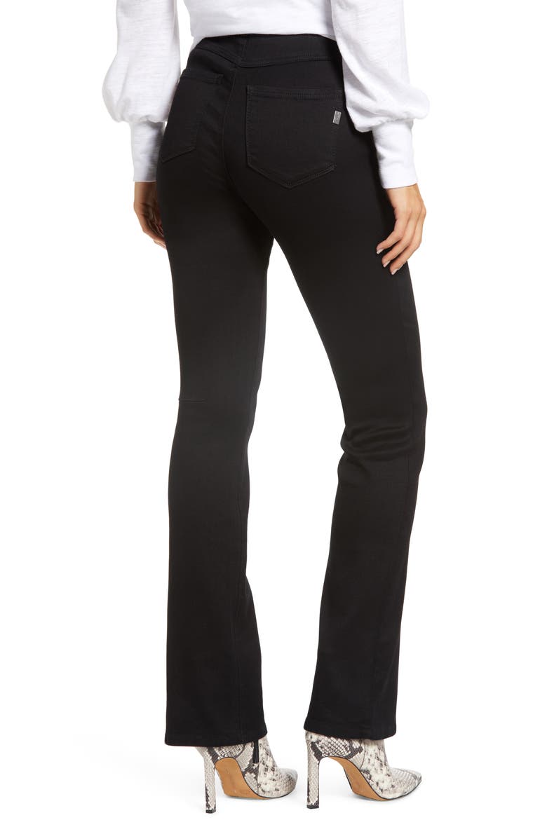 High Waist Pull-On Slim Bootcut Jeans, Alternate, color, BLACK