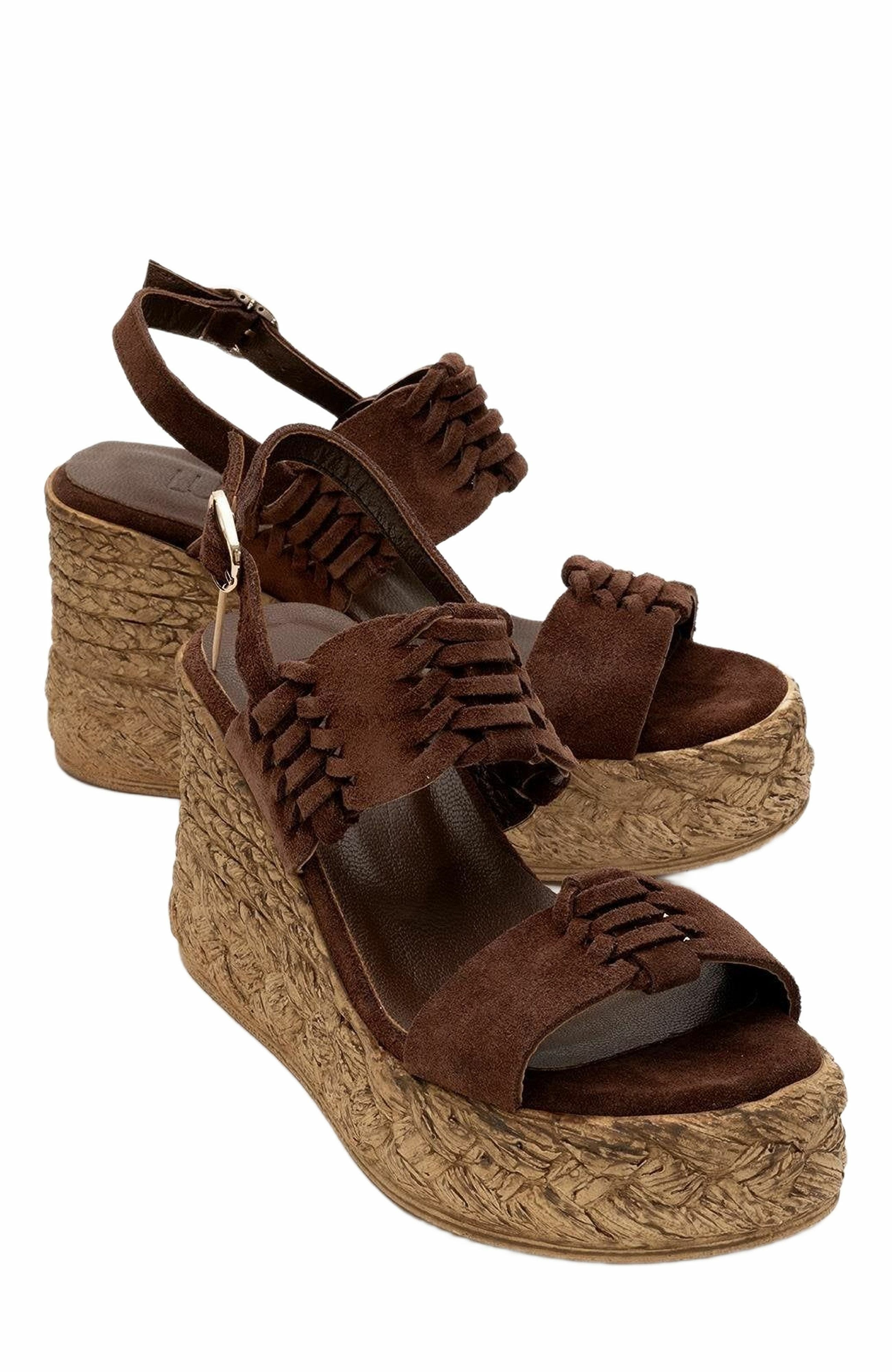 Olien Suede Leather Platform Espadrilles, Alternate, color, Brown Suede Leather