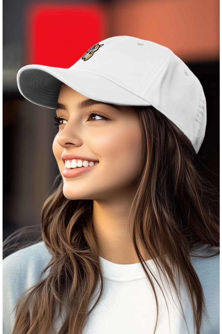 Leaping Corgi Embroidered Cap, Alternate, color, White