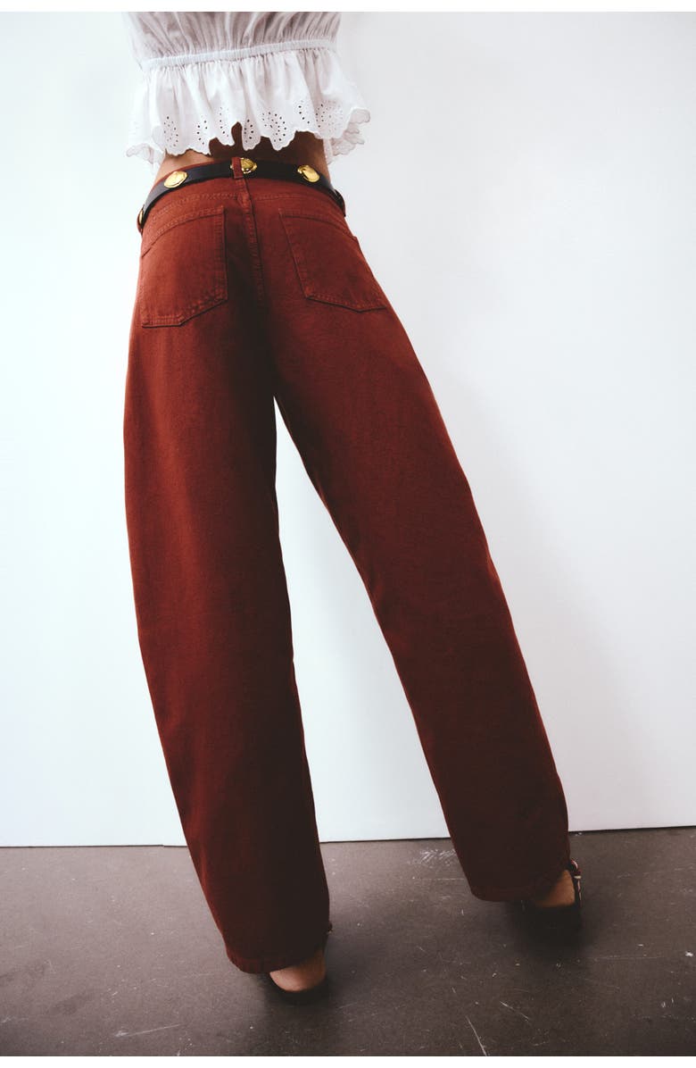 H&M Baggy high waist jeans, Alternate, color, Rust Red