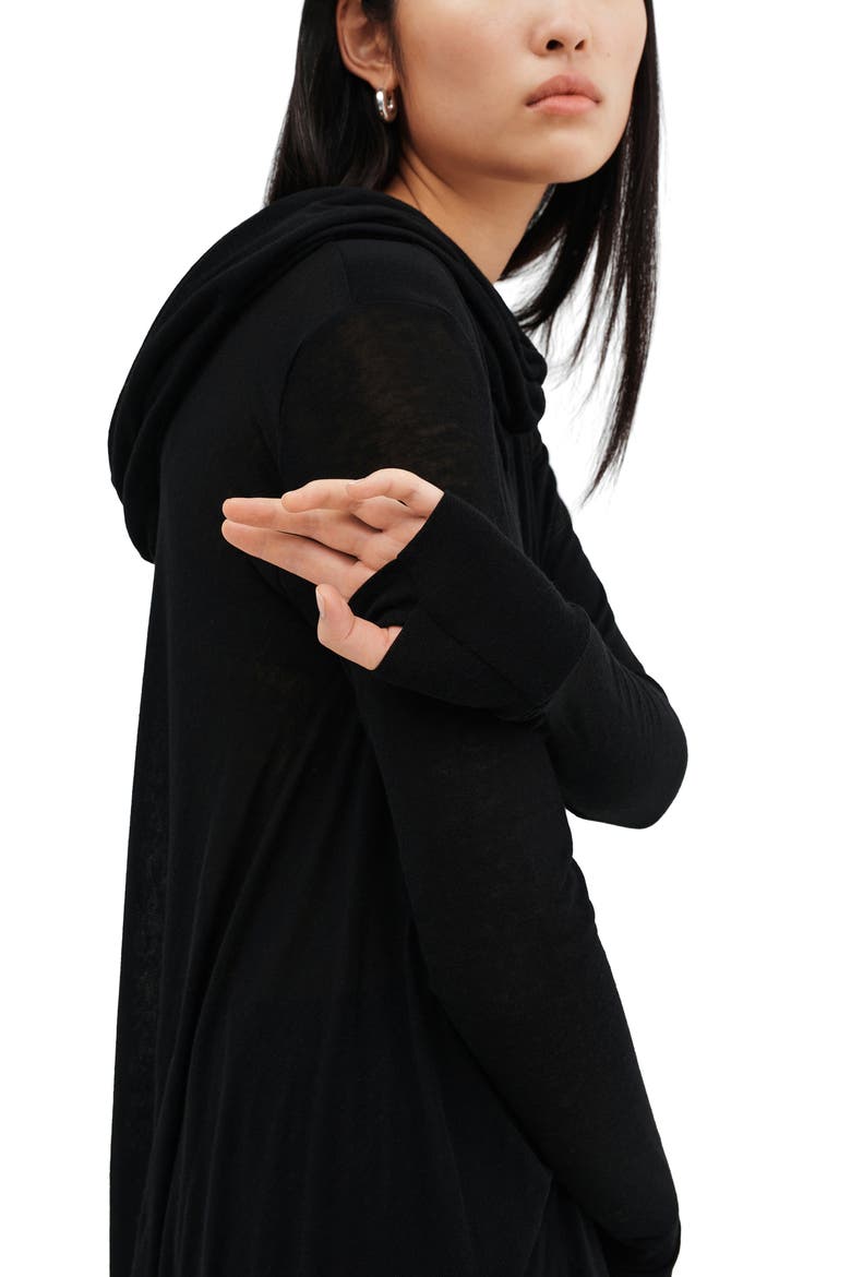 Oslo Semisheer Long Sleeve High-Low Jersey Tunic, Alternate, color, BLACK