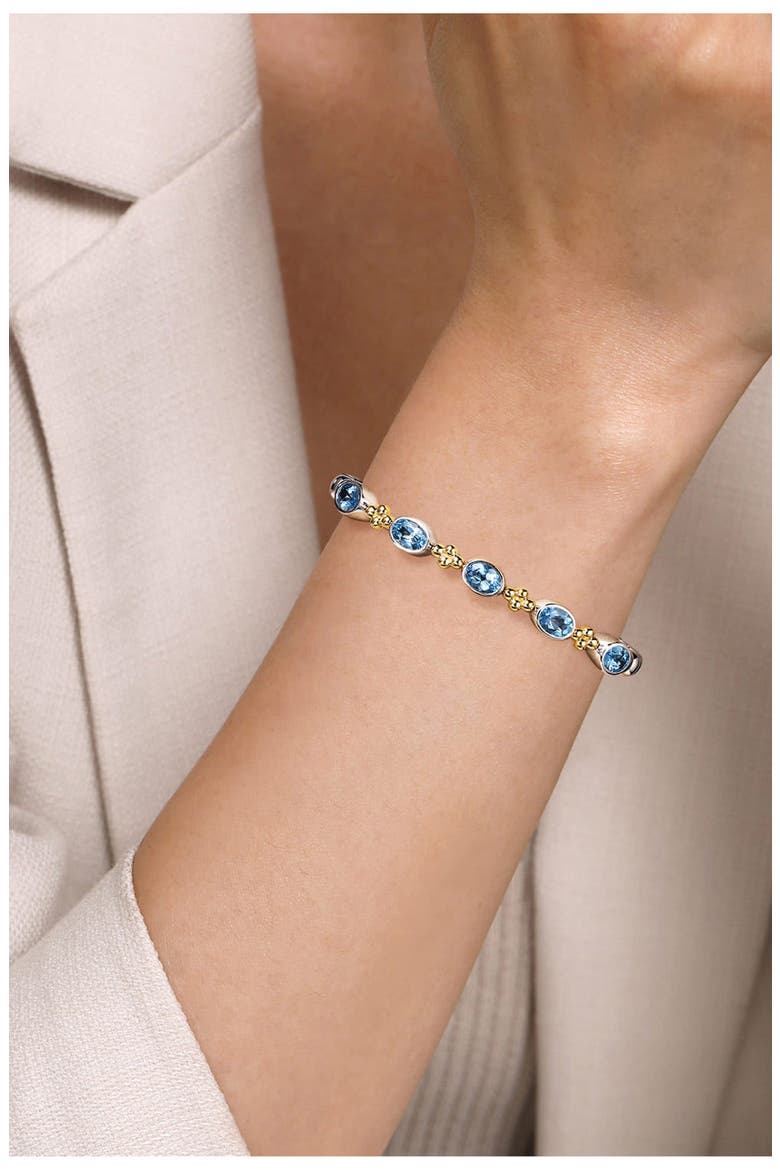 Bujukan 14k Gold & Sterling Silver Blue Topaz Bangle, Alternate, color, STERLING / 14K/ BLUE TOPAZ