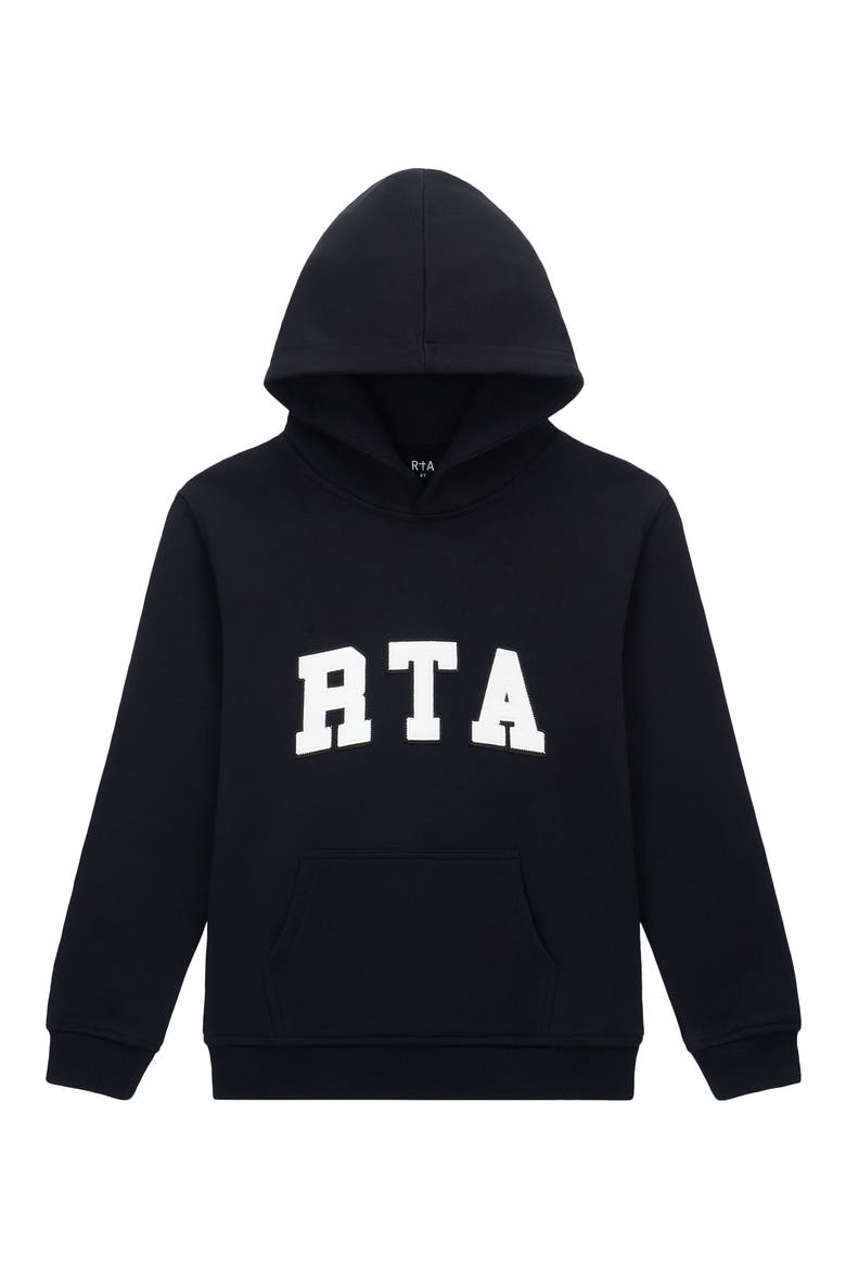 Kids' Eden Collegiate Logo French Terry Hoodie, Main, color, BLACK COLLEGIATE