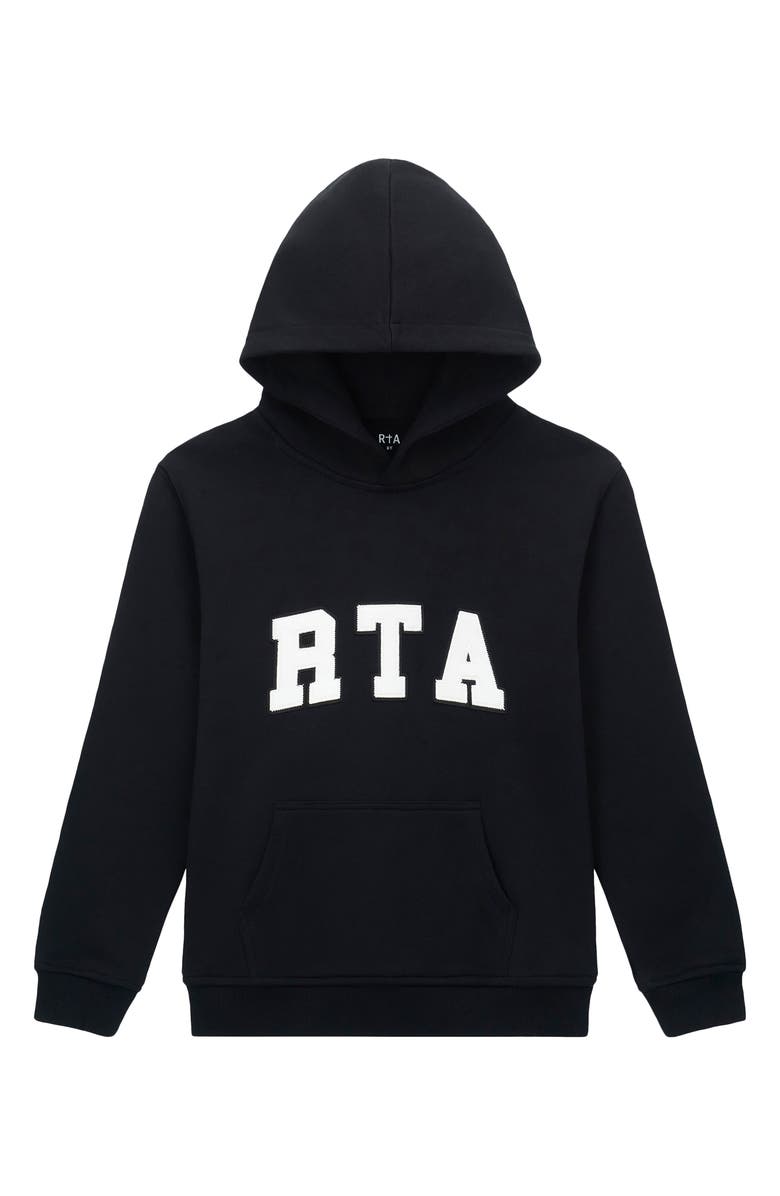RtA Kids' Eden Collegiate Logo French Terry Hoodie, Main, color, Black Collegiate