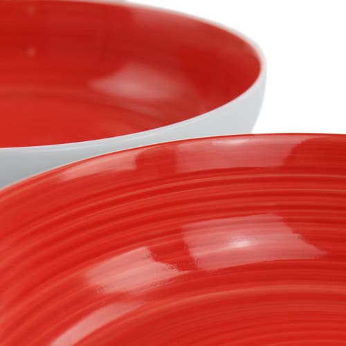 Gibson Home Crenshaw 8.5 Inch 2 Piece Stoneware Dinner Bowl Set In Red