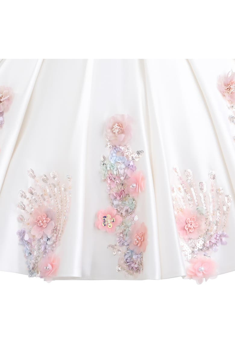 Noeline Floral Applique Dress, Alternate, color, White