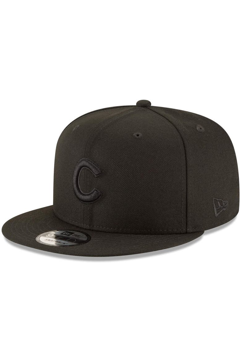 Chicago Cubs New Era Black on Black 9FIFTY Team Snapback Adjustable Hat - Black, Main, color, Black