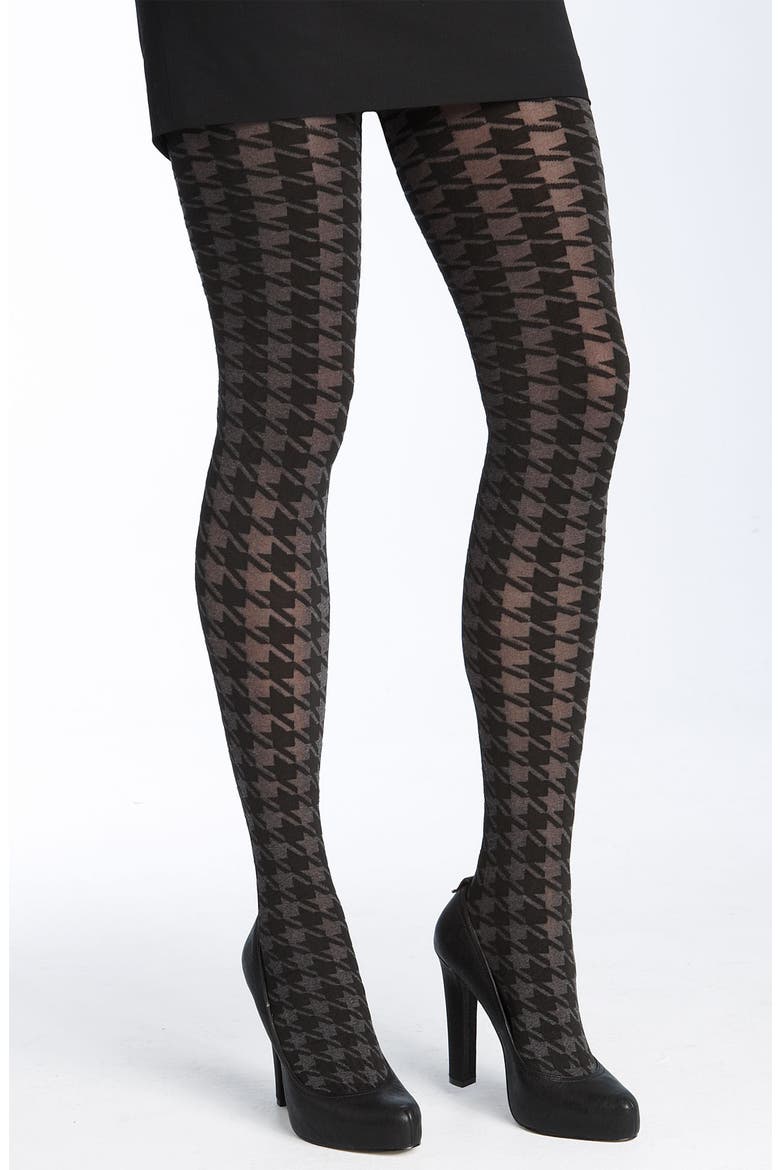 Hosiery 'Bold Houndstooth' Tights, Main, color, FLANNEL/BLACK