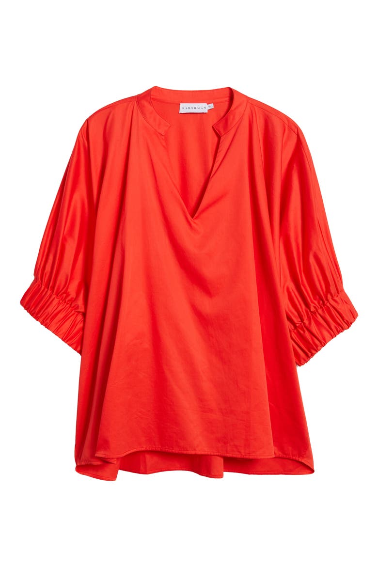 Medina Elbow Sleeve Cotton Top, Alternate, color, POPPY RED