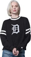 STARTER Women's Starter Black Detroit Tigers Rally Cropped Drop Shoulder Crewneck Sweatshirt