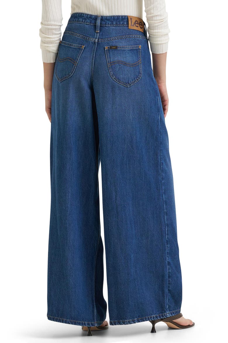 Pleated Slouchy Wide Leg Jeans, Alternate, color, FRESH BLANKET