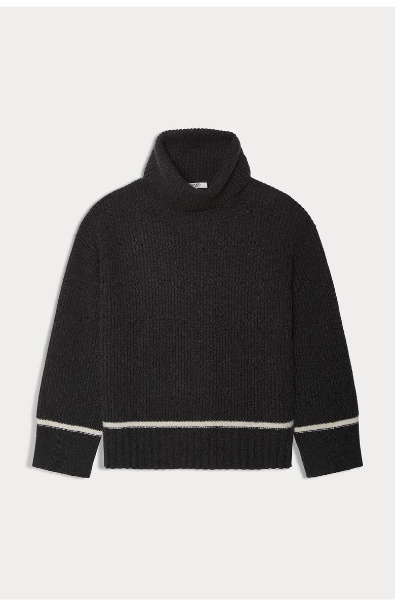 NAKED CASHMERE Karol Cashmere Turtleneck, Alternate, color, Charcoal/Ecru