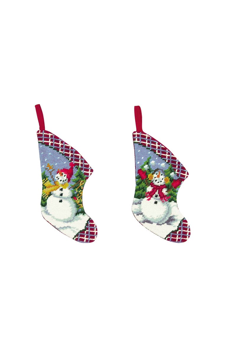 Snow Fun Petit Point Mini Stocking A/2, Main, color, Blue